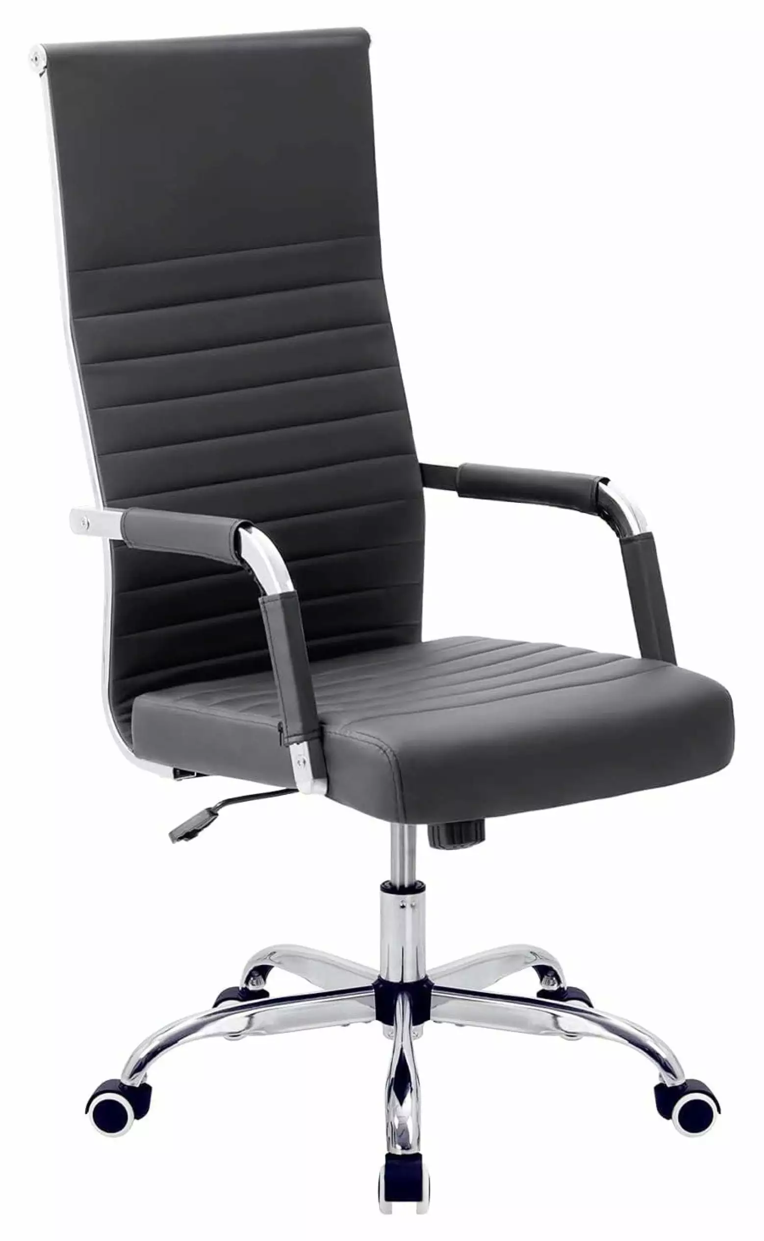 Black Liuyao High Back Ribbed Executive Office Desk Chair Adjustable Swivel Rolling Leather Ergonomic Task Chair