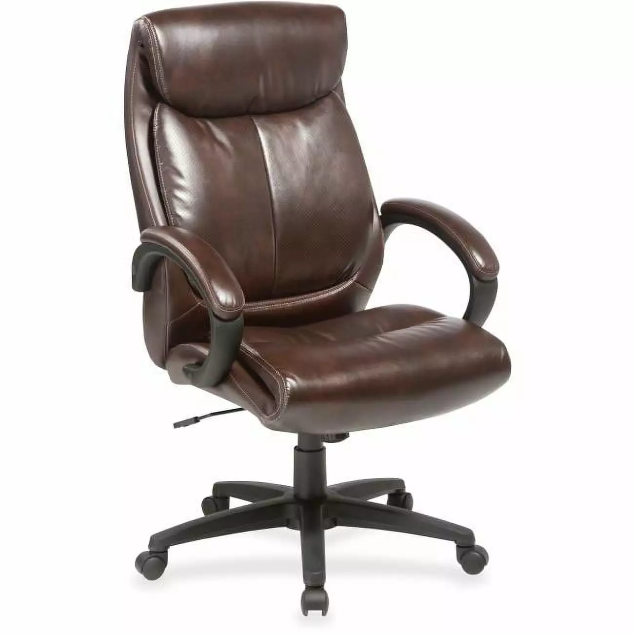 Lorell Ergonomic Bonded Leather High-Back Executive Chair Brown Office Desk Chair