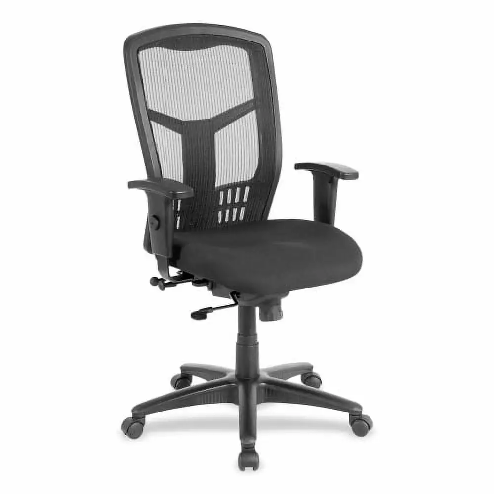 Lorell Executive High-back Swivel Chair Black Fabric Seat Steel Frame