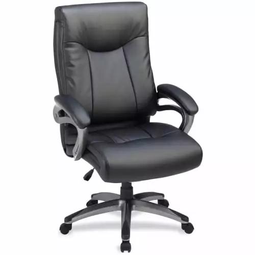 Lorell High-Back Executive Leather Office Chair 27x30x46-1/2 Black 69516