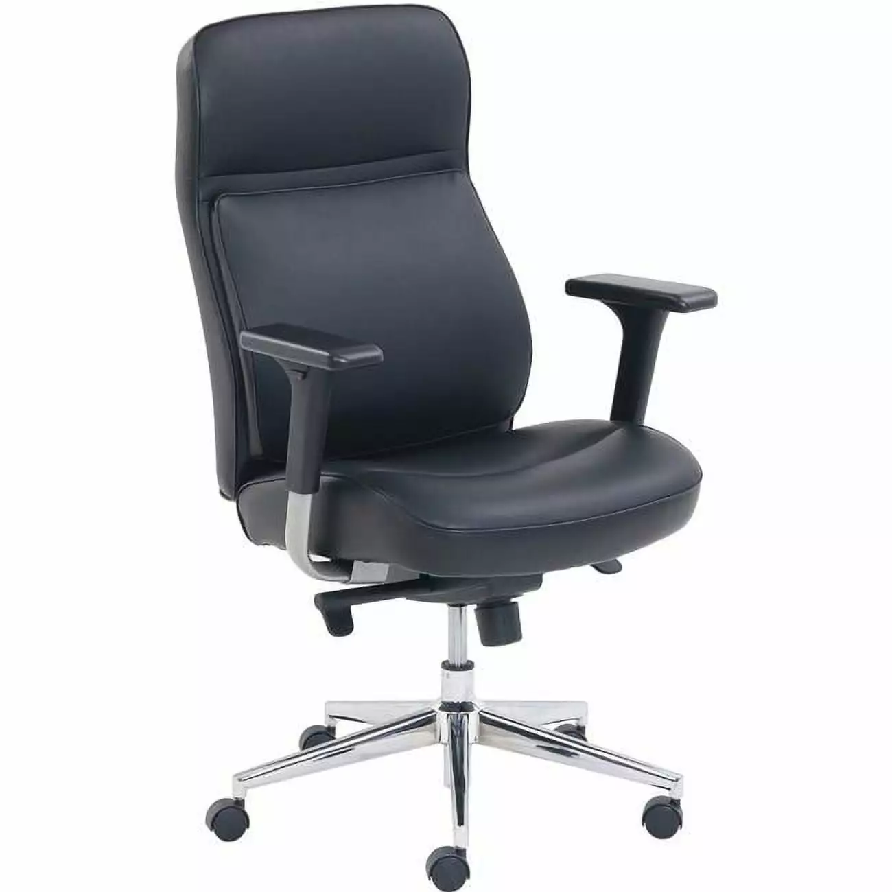 Lorell LLR15790 Multifunctional Executive Chair Black Bonded Leather 46.8 x 28.5 x 30.8 Inches