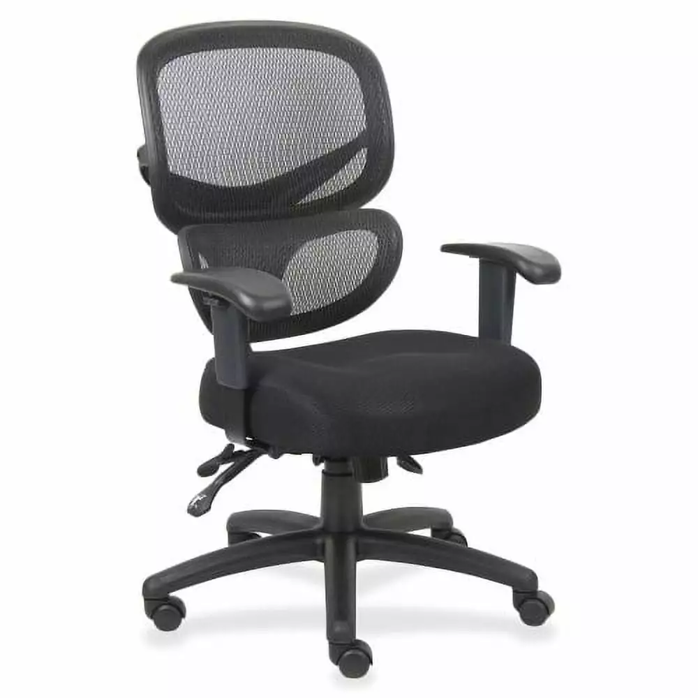 Lorell Mesh-Back Fabric Executive Chair Black Fabric Seat Black Mesh Back 5-star Base