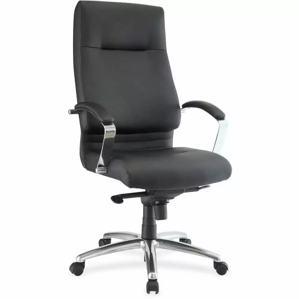 Lorell Modern Ergonomic Bonded Leather High-Back Executive Office Chair Black