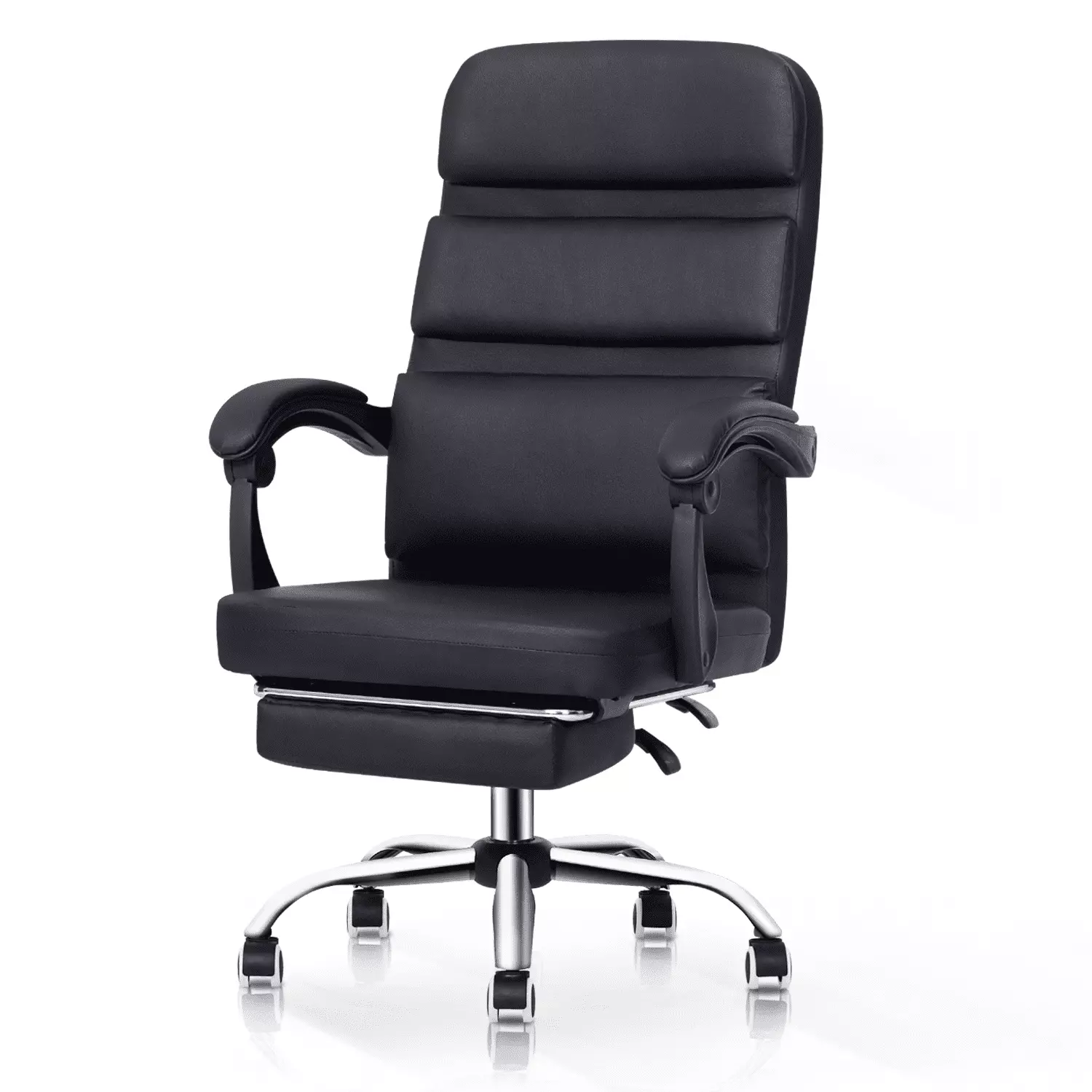 Magshion Office Leather Executive Chair Ergonomic Reclining Seat and Footrest Black