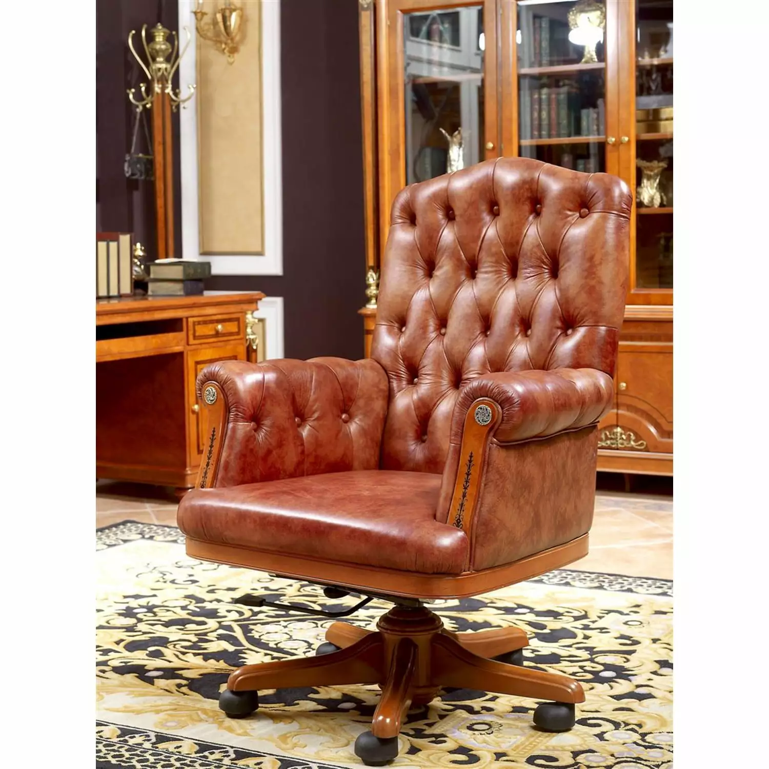 Maykoosh Gothic Grace E-29 Executive Chair - Ornate Design Office Chair Padded Seat