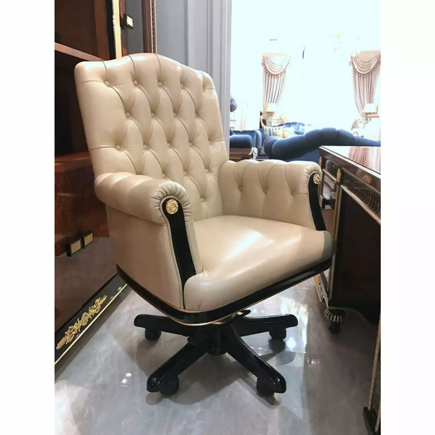 Maykoosh Vintage Variety E-69 Executive Chair - Retro Style Office Chair Leather Upholstery