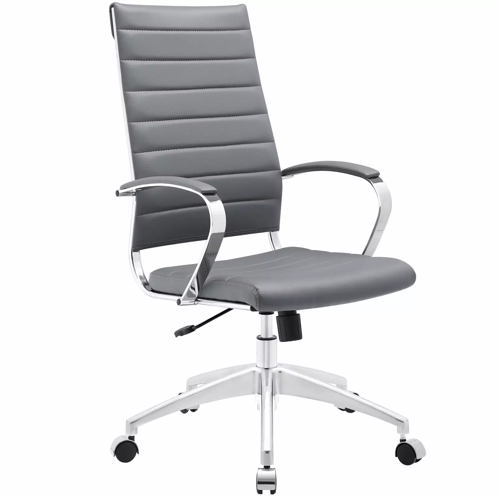 Modern Contemporary Highback Office Chair Grey Faux Leather Ergonomic Executive Desk Chair