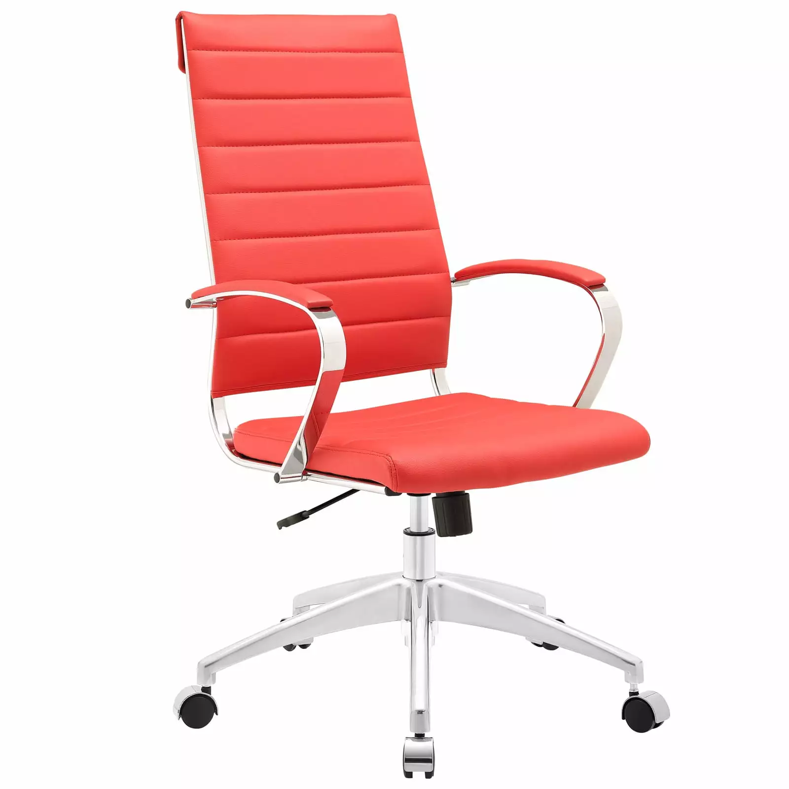 Modern Contemporary Highback Office Chair Red Faux Leather Ergonomic Executive Desk Chair