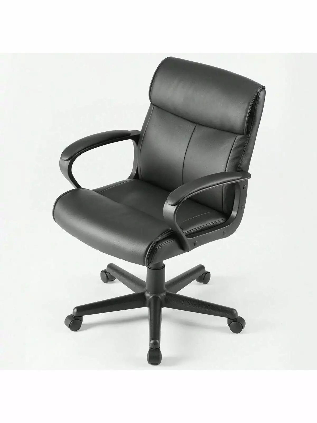 Executive Office Chair Padded Armrests and Mid Back Lumbar Support Black N/A
