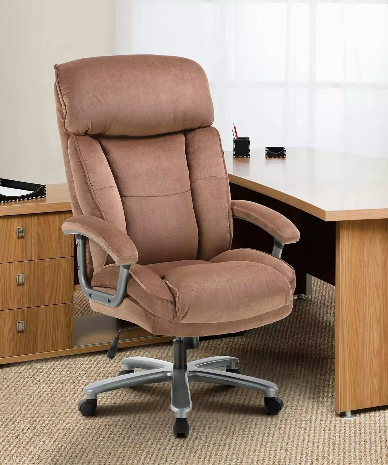 Upholstered Swivel Executive Chair - Home Office - 400lbs Capacity - BIFMA Certified N/A