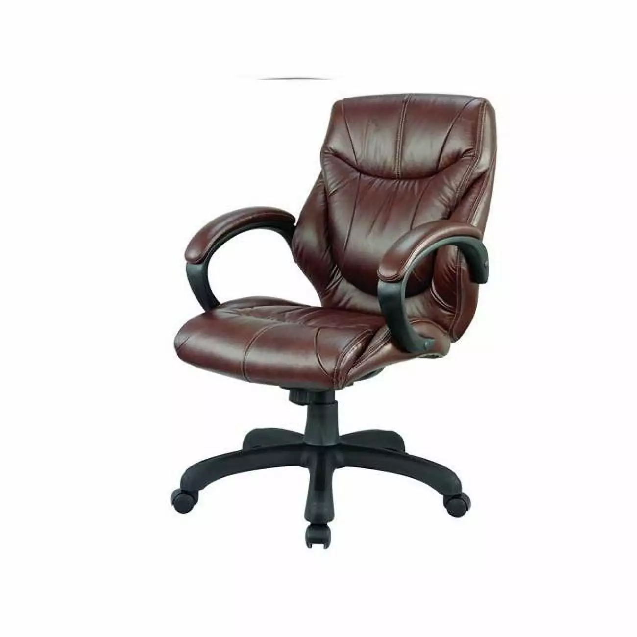 Nicer Furniture Middle Back Real Leather Executive Chair Brown
