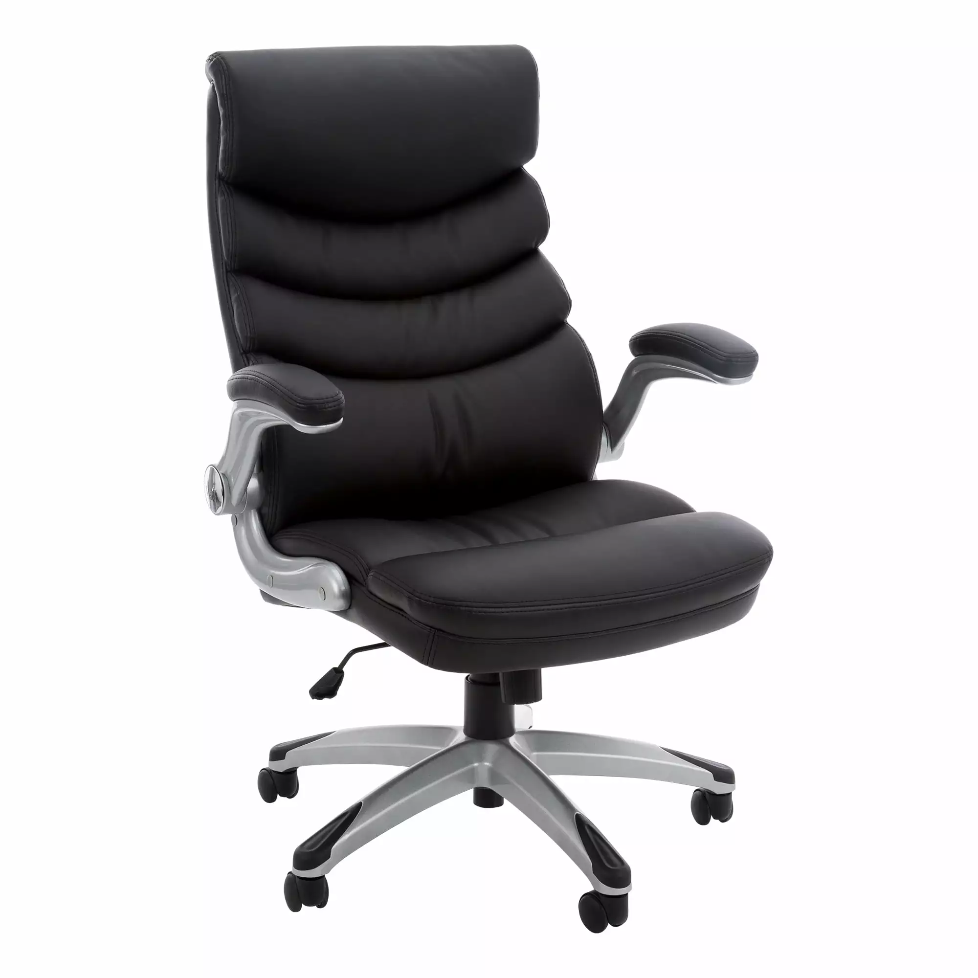 Norwood Commercial Furniture Pleated High-Back Executive Chair Flip-Up Arms Black Norwood Commerical Furniture