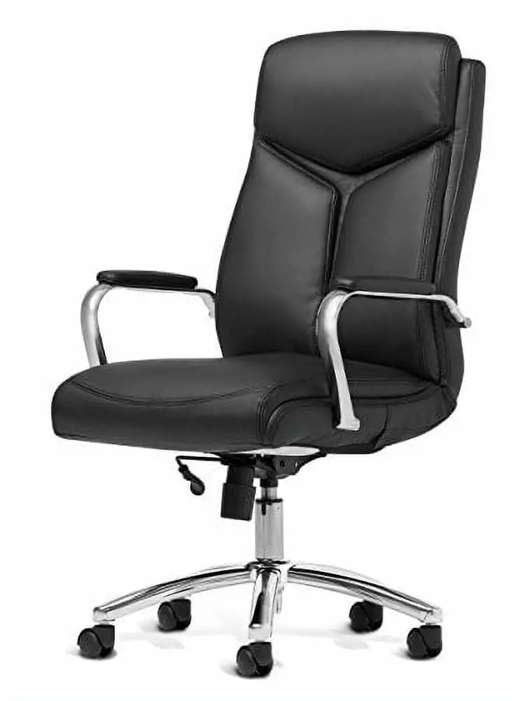 Office Factor Leather Executive Rolling Swivel Chair Chrome Metal Components Adjustable Gaslift