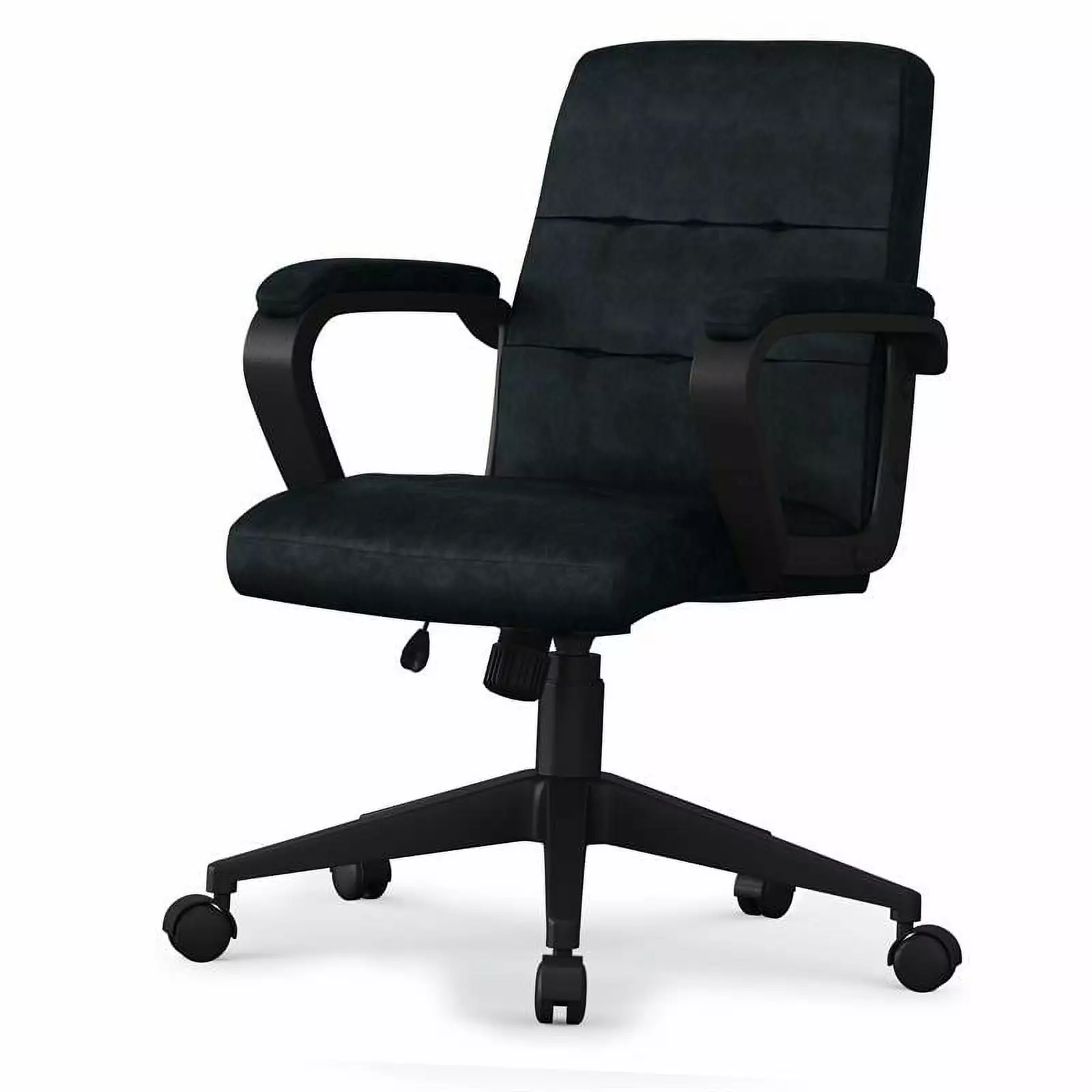 Pemberly Row Contemporary Faux Leather Swivel Executive Office Chair Blue Modern Desk Chair