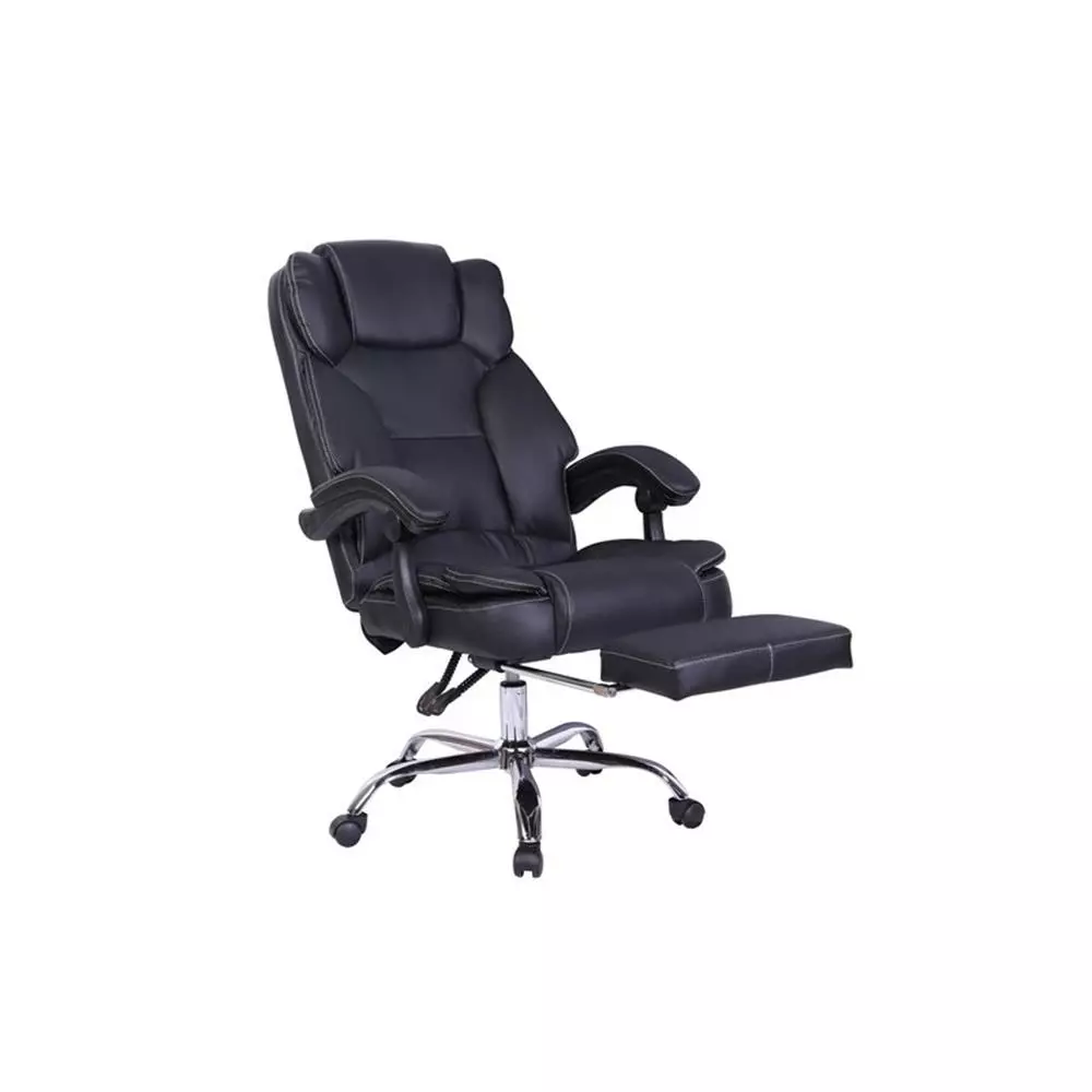 Pemberly Row Ergonomic Faux Leather Executive Office Chair Black Modern Desk Chair