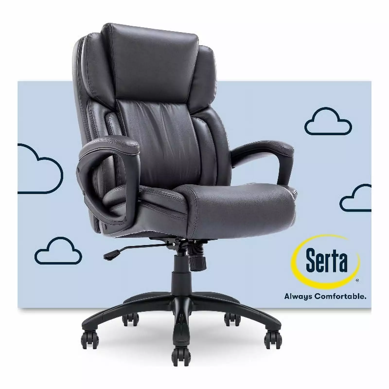 Pemberly Row Executive Office Chair Space Gray Bonded Leather - Modern Office Chair