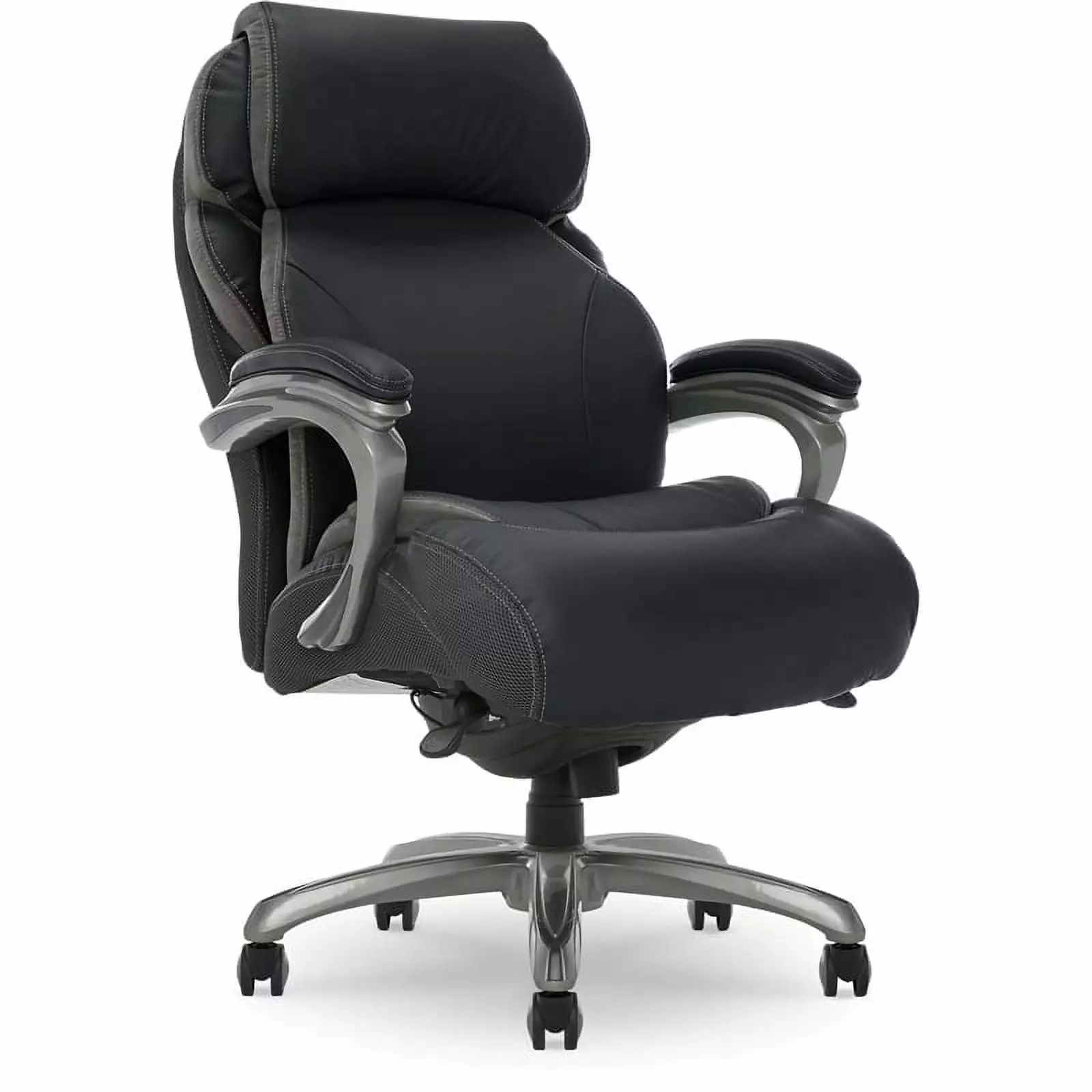 Pemberly Row Faux Leather Executive Office Chair Smart Layers Black - Ergonomic High Back Desk Chair