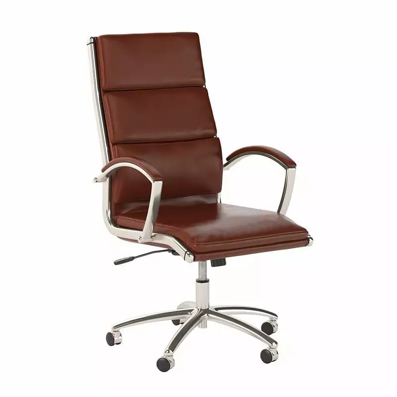 Pemberly Row High Back Contemporary Faux Leather Executive Office Chair Brown