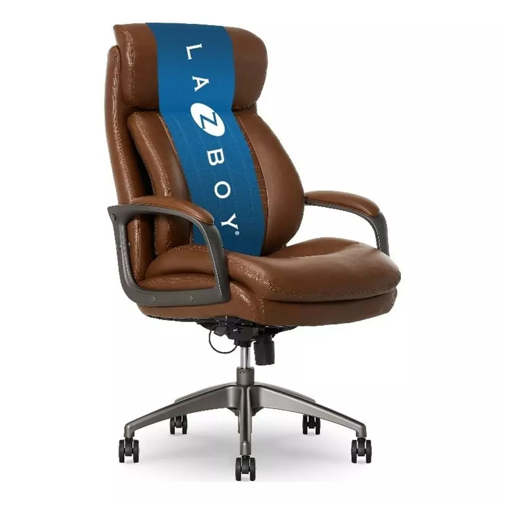Pemberly Row Modern Faux Leather Executive Office Chair Cognac Brown Ergonomic Desk Chair