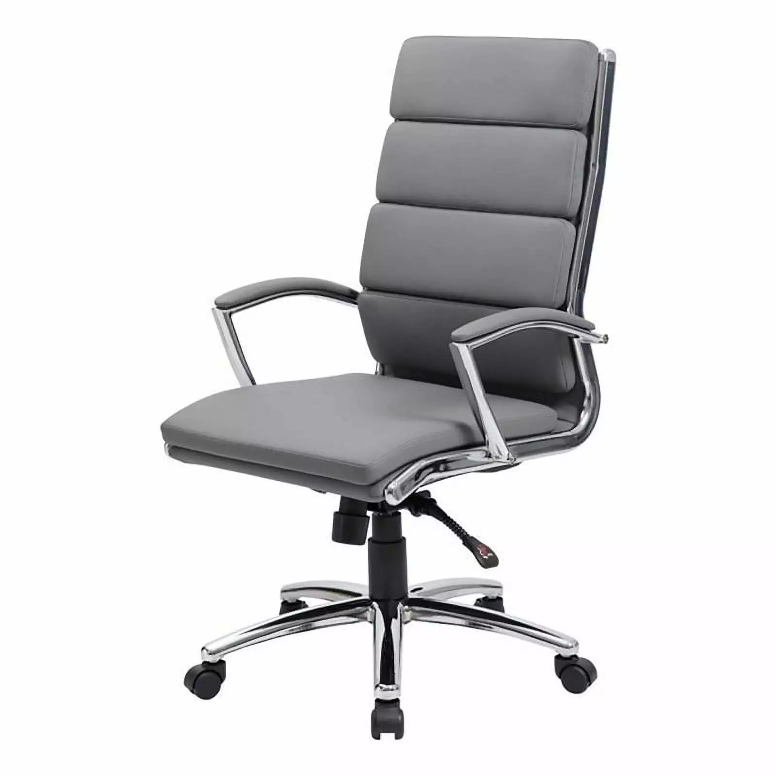 Pemberly Row Modern Faux Leather Fabric Swivel Executive Chair Gray