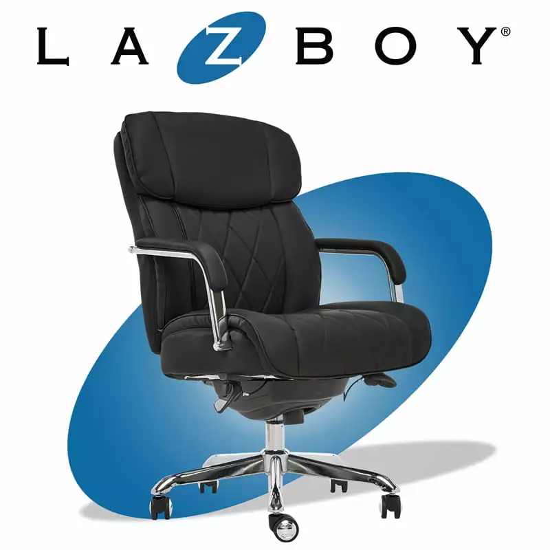 Pemberly Row Modern Leather Executive Office Chair Black Leather Luxury Desk Chair