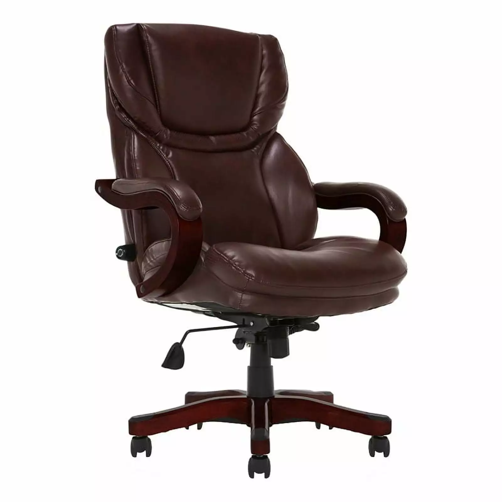 Pemberly Row Traditional Faux Leather Executive Office Chair Brown - Classic Design Desk Chair