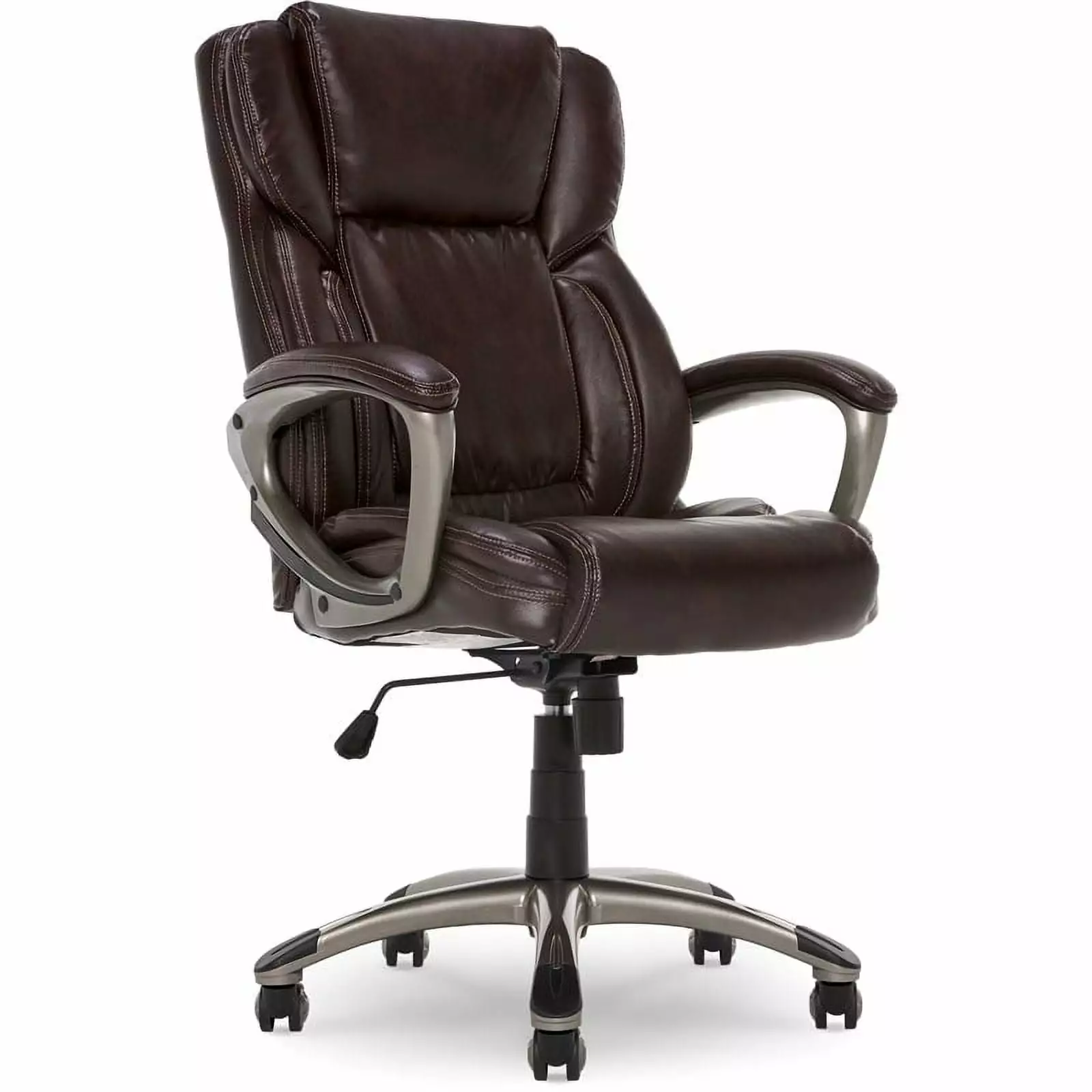Pemberly Row Traditional Faux Leather Executive Office Chair Brown
