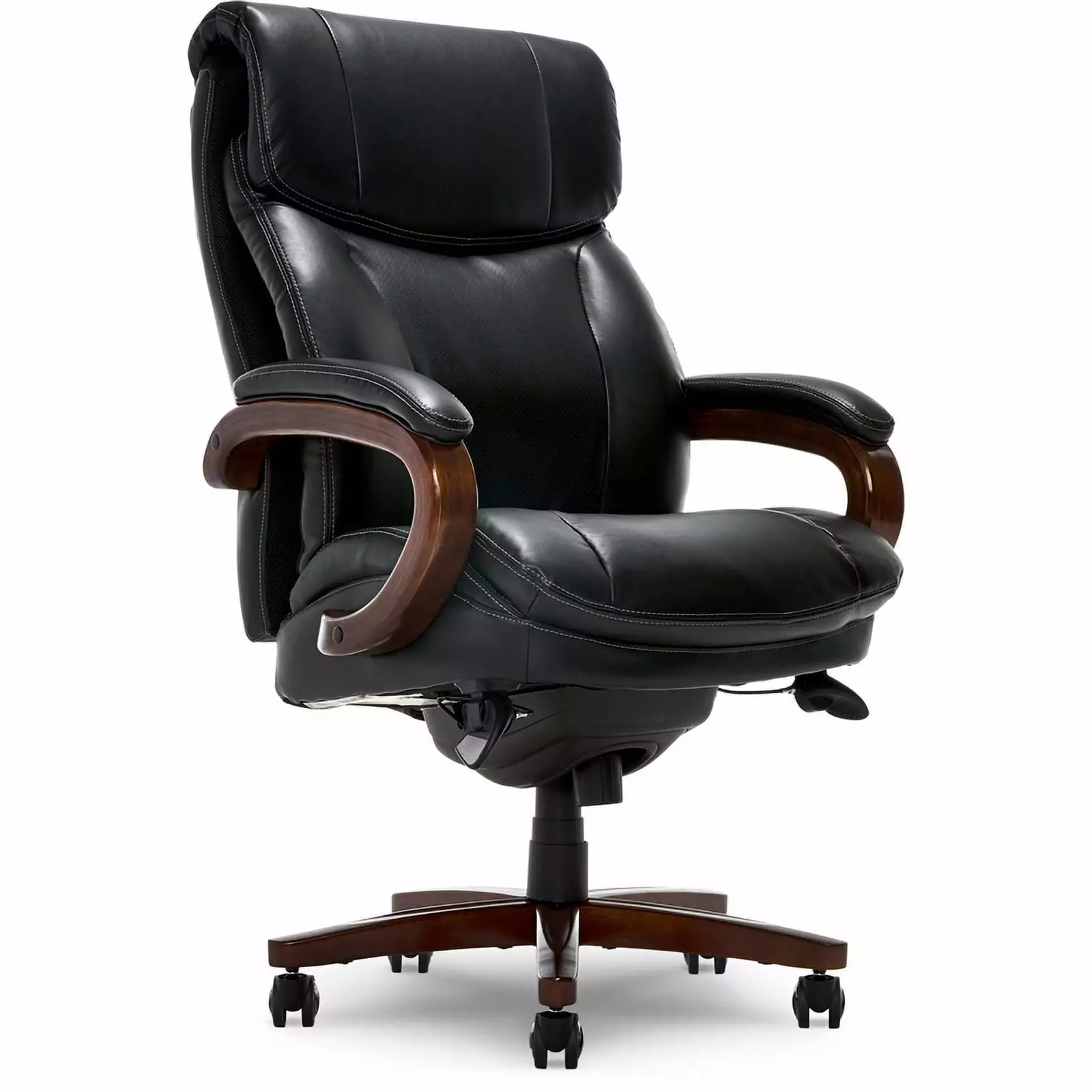 Pemberly Row Upholstered Modern Faux Leather Executive Office Chair Black