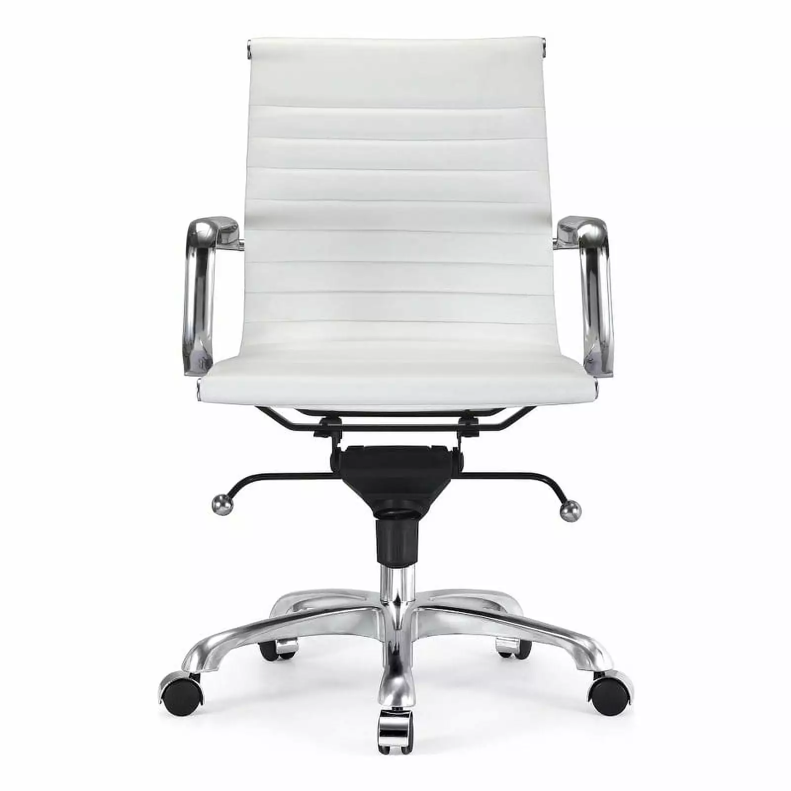 Plata Import White Faux Leather Executive Full Back Office Chair