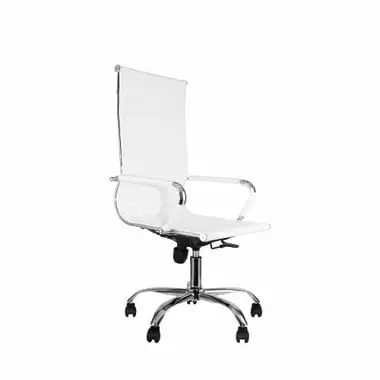 White Ergonomic PU Leather High Back Executive Office Chair Ribbed Computer Desk Task Chair QRInnovations