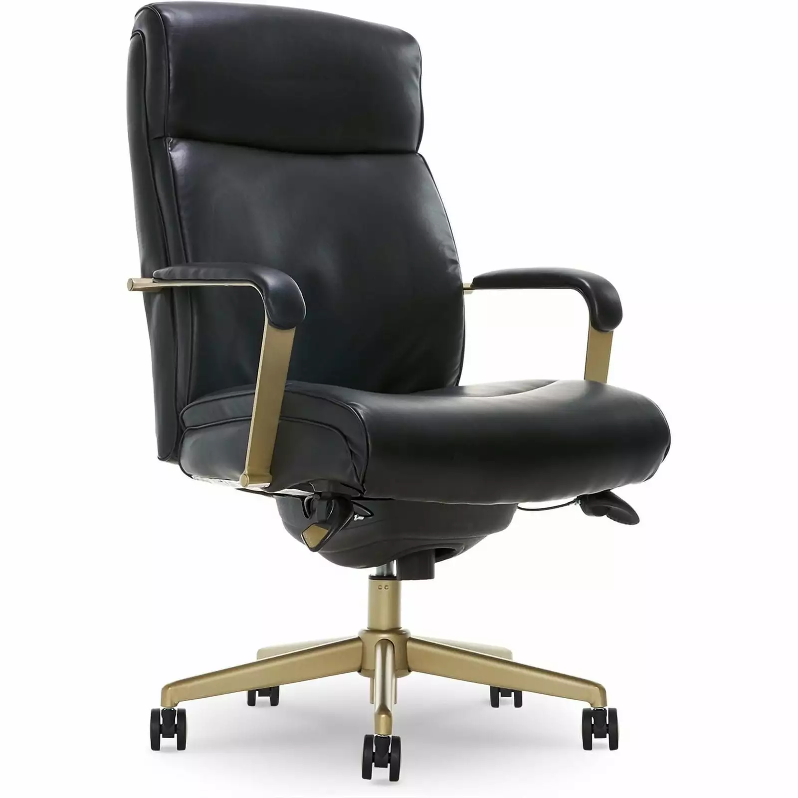 Scranton & Co 44.25 Modern Faux Leather & Wood Executive Office Chair Black - Elegant Design