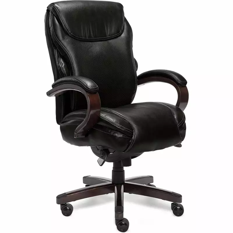 Scranton & Co 49.5 Black Modern Faux Leather and Wood Executive Office Chair