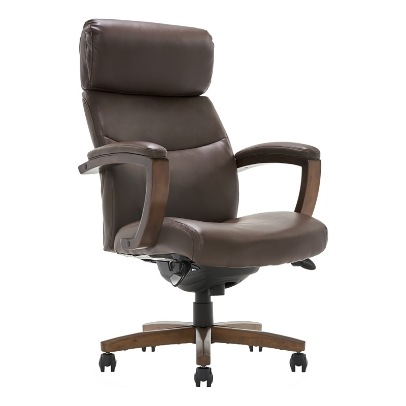 Scranton & Co 49.5 Modern Faux Leather Wood Executive Office Chair Brown