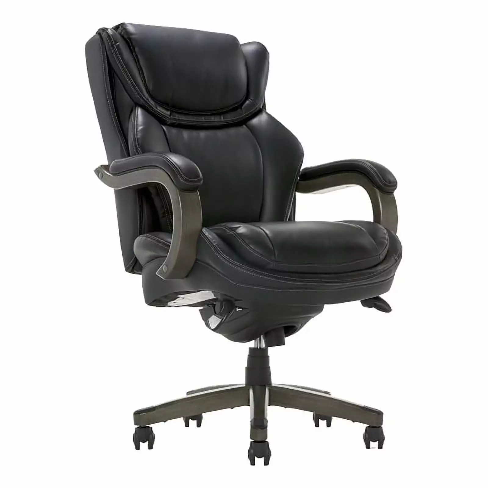 Scranton & Co Black Modern Faux Leather and Wood Executive Chair