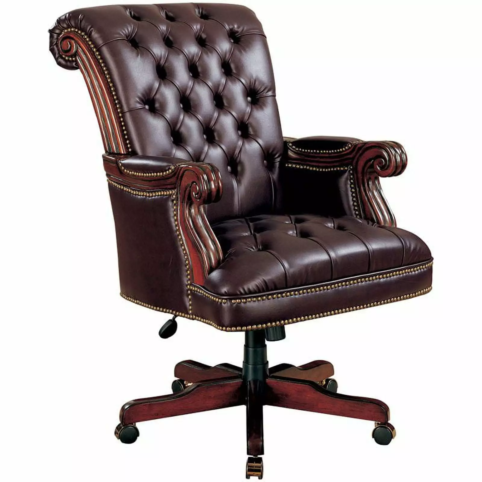 Scranton Co Faux Leather Ergonomic Tufted Office Chair Dark Brown Executive Desk Chair