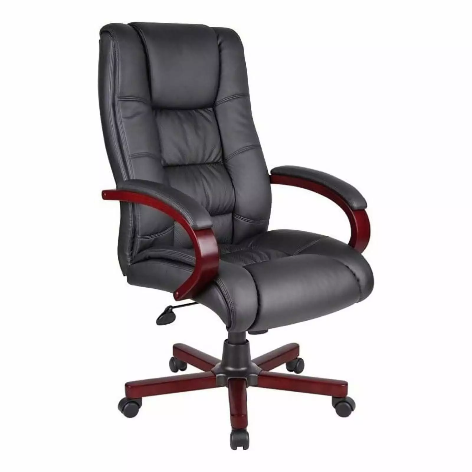 Scranton & Co Faux Leather High Back Executive Office Chair Black Mahogany