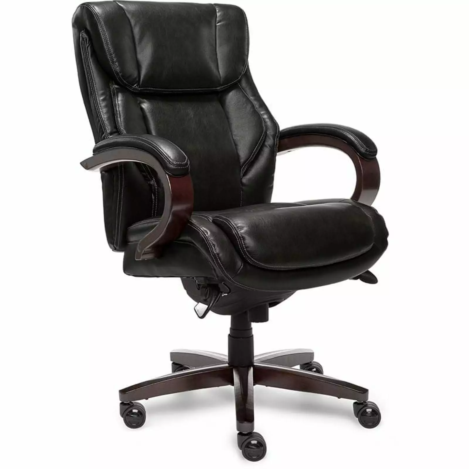 Scranton & Co Modern 44.25 Faux Leather & Wood Executive Office Chair Black - Stylish and Functional