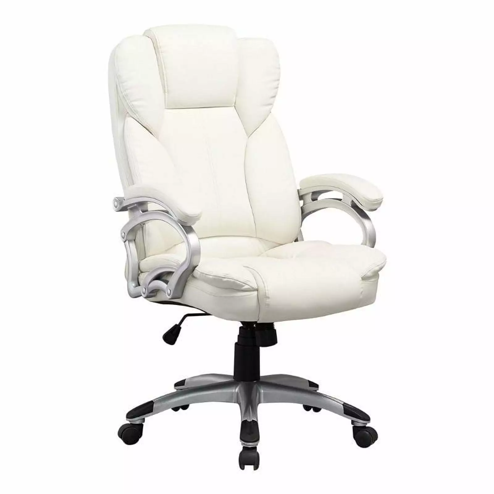 Scranton & Co Modern Executive Office Chair White Leatherette - Sleek Swivel Desk Chair
