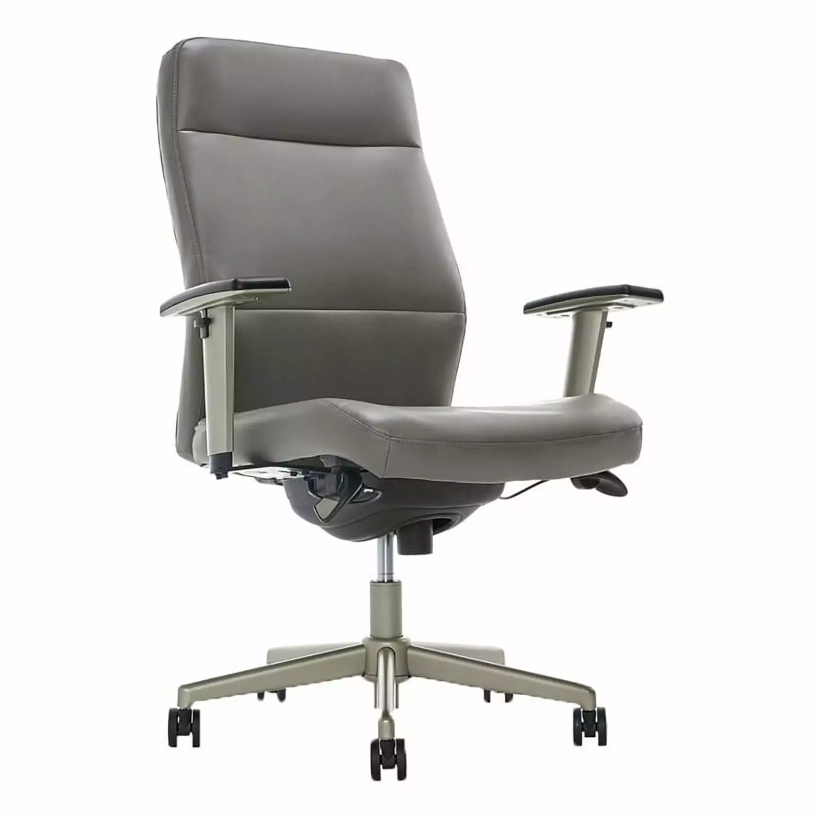 Scranton & Co Modern Faux Leather & Metal Executive Office Chair Gray - Ergonomic Swivel Desk Chair