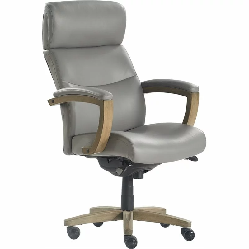Scranton & Co Modern Faux Leather & Solid Wood Executive Office Chair Gray - Elegant Workspace Solution