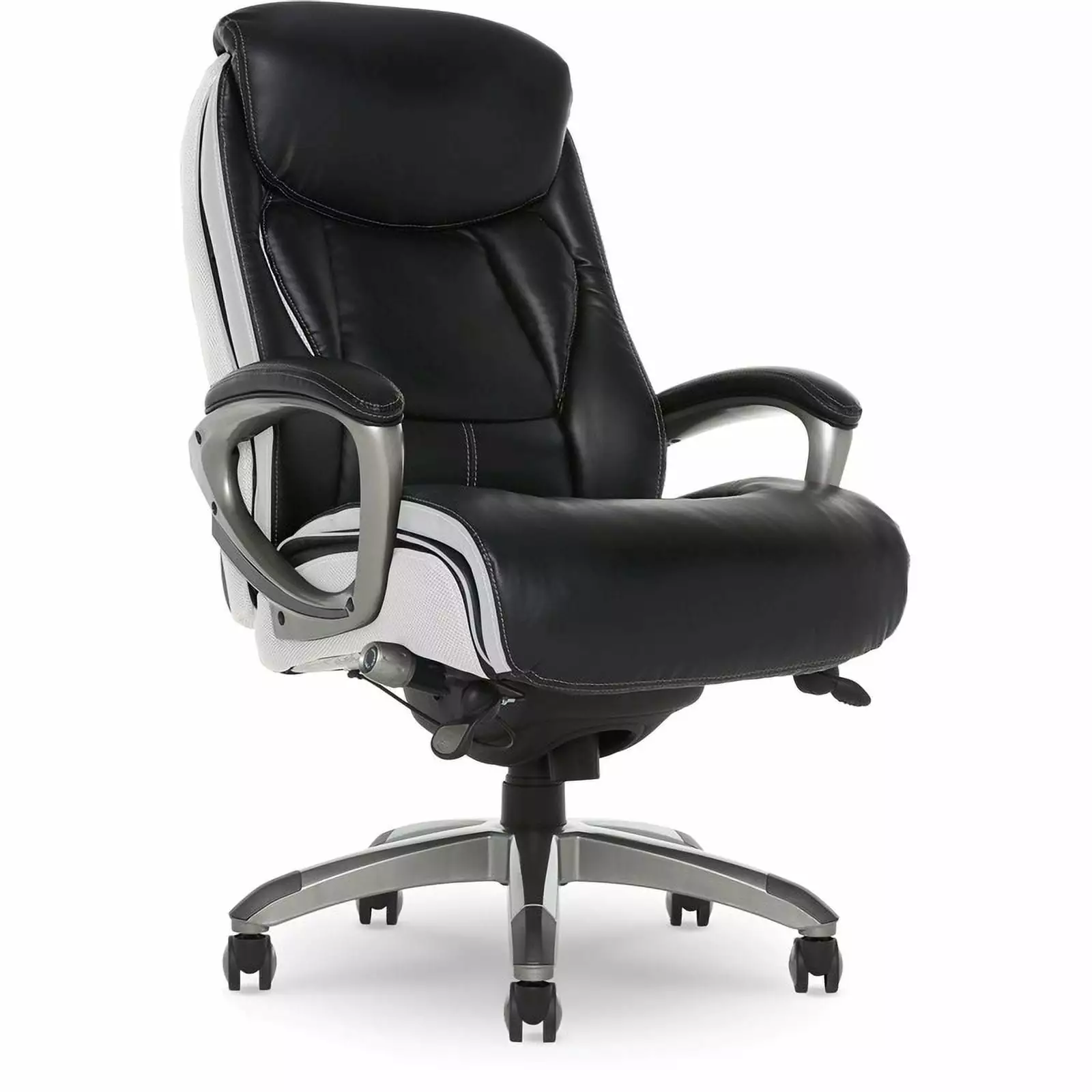 Scranton & Co Traditional Faux Leather Executive Office Chair Black White