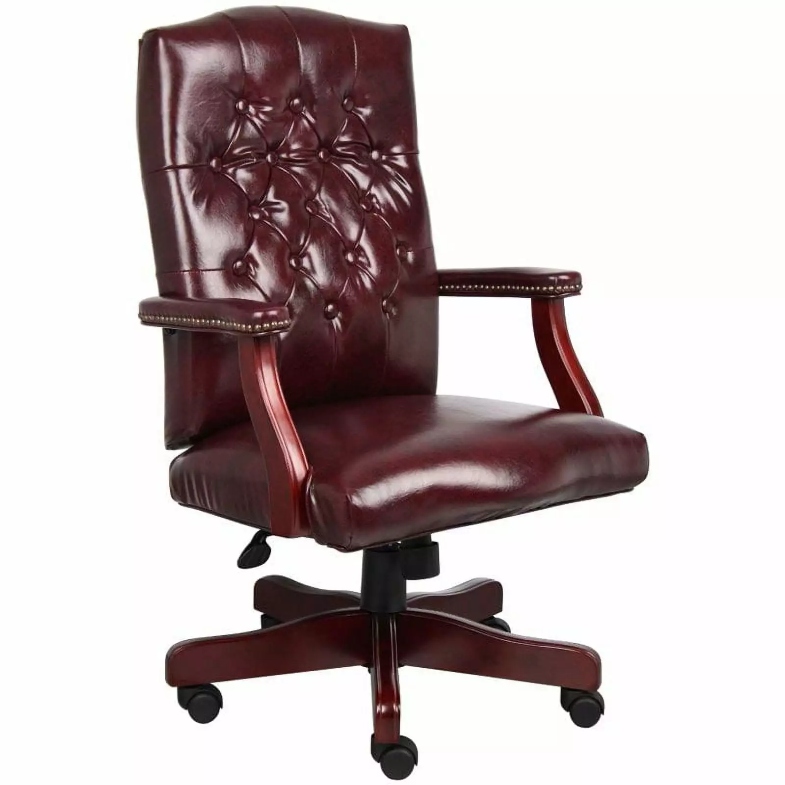 Scranton & Co Traditional Faux Leather High-Back Tufted Executive Chair Red