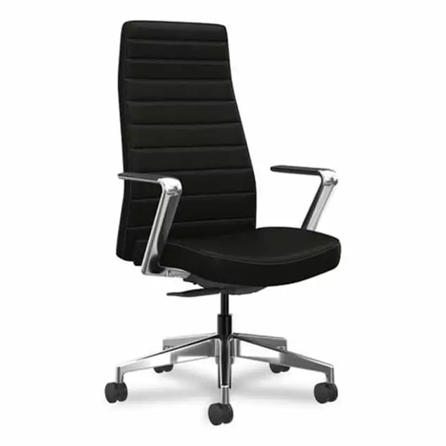 Cofi Executive High Back Chair - Black Seat & Back Polished Aluminum Base SeatSolutions