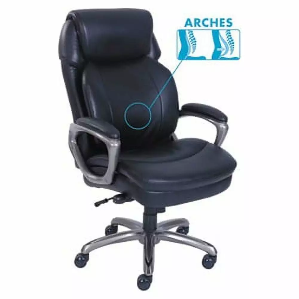 Cosset High-Back Executive Chair Black Seat and Back Supports up to 275 lbs Slate Base Serta