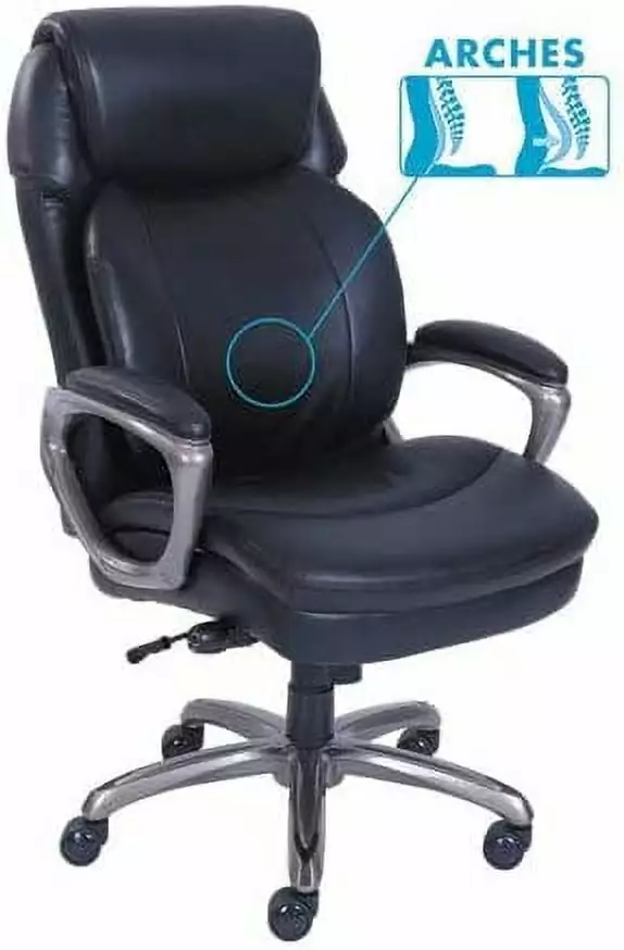 Open Box Serta Cosset High-Back Executive Chair SRJ48965 Black - Ergonomic Leather Office Chair