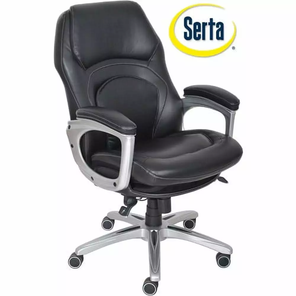 Serta Bonded Leather Back Motion Executive Office Chair Black