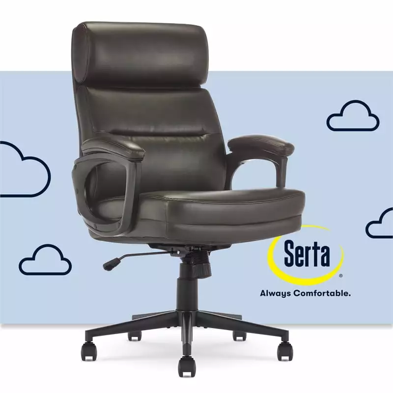 Serta Comfort Executive Ergonomic Mid Back Office Chair Bonded Leather Brown Desk Chair