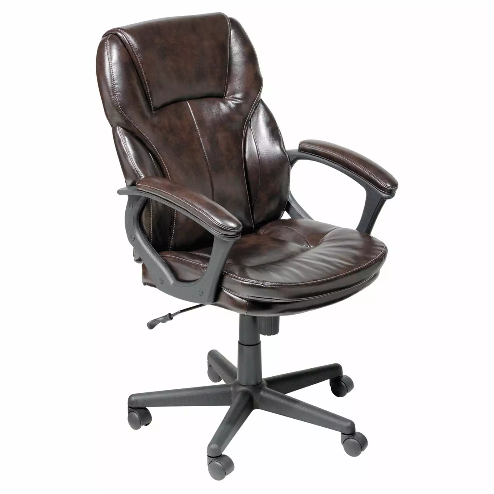 Serta Manager PureSoft Leather Executive Office Chair Roasted Chestnut