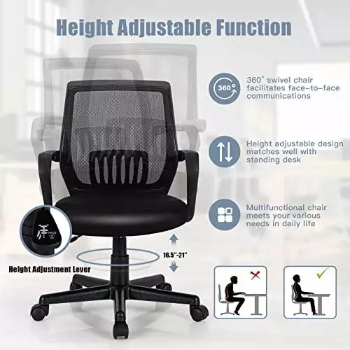 POWERSTONE High Back Ergonomic Office Chair Lumbar Support and Adjustable Features ShuangCong