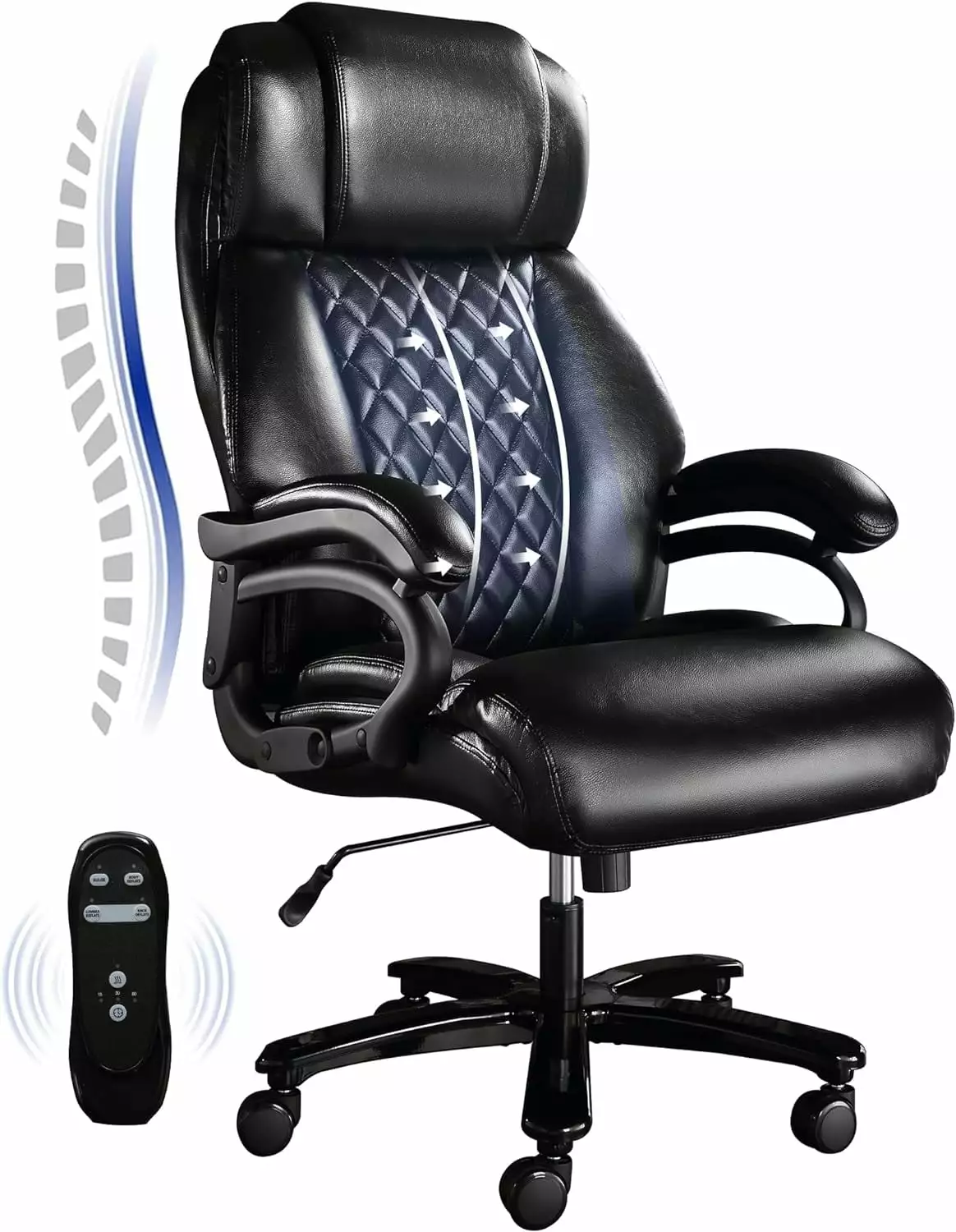 Big and Tall Office Chair 500lbs High Back Executive Chair Electric Airbag Heating SMHZ